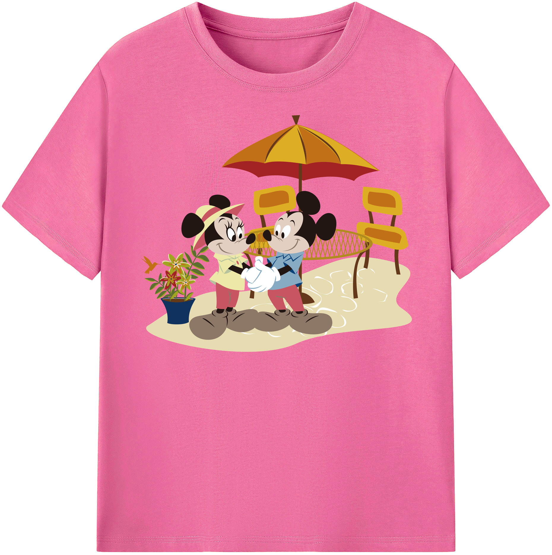 （画像用） ミッキーマウス Mickey Mouse レディースカジュアルプリントTシャツ（綿100％）